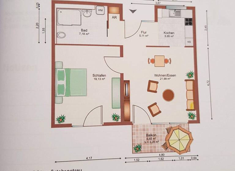 Wohnung zur Miete 865 € 2 Zimmer 62,6 m² 1. Geschoss frei ab 15.04.2026 Römerstraße 57-61 Weil am Rhein 79576