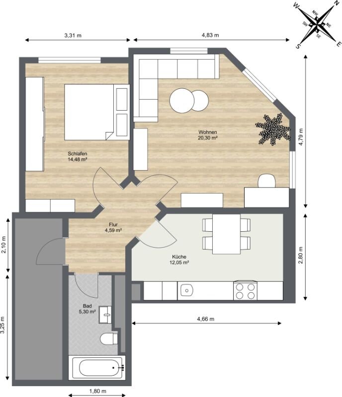 Wohnung zur Miete 280 € 2 Zimmer 48,8 m²<br/>Wohnfläche 1.<br/>Geschoss Friedrich-Engels-Straße 11 Innenstadt Riesa 01589