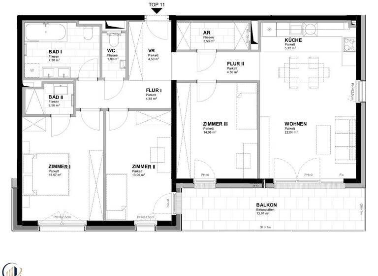 Wohnung zum Kauf - Erstbezug provisionsfrei 499.600 € 4 Zimmer 99,1 m² 1. Geschoss Deutsch-Wagram 2232