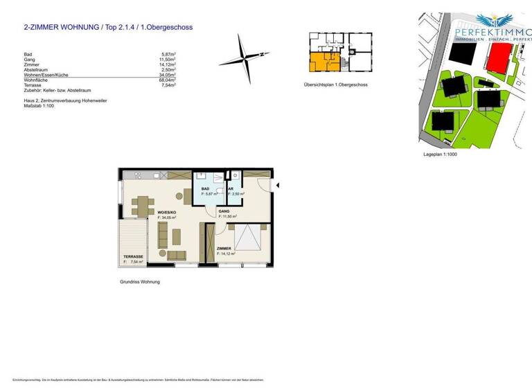 Wohnung zum Kauf 449.000 € 2 Zimmer 68 m² 1. Geschoss Hohenweiler 6914