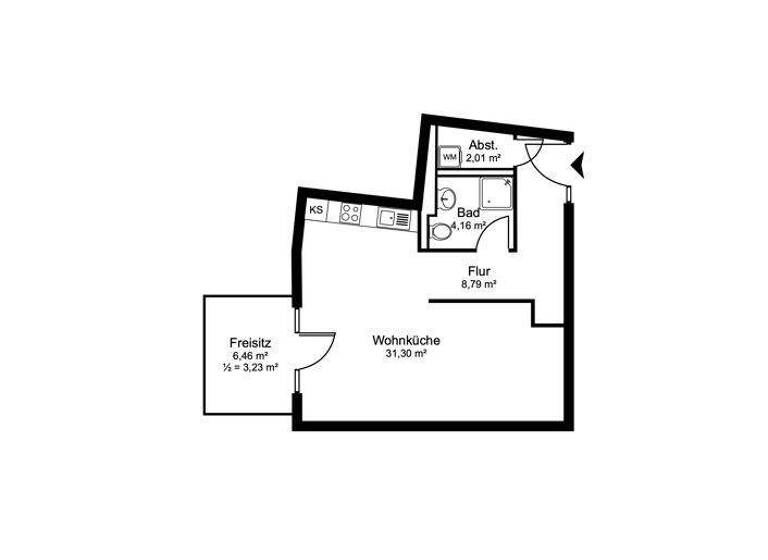 Studio zur Miete - Erstbezug 809 € 1 Zimmer 49,5 m² 4. Geschoss Pinneberg 25421