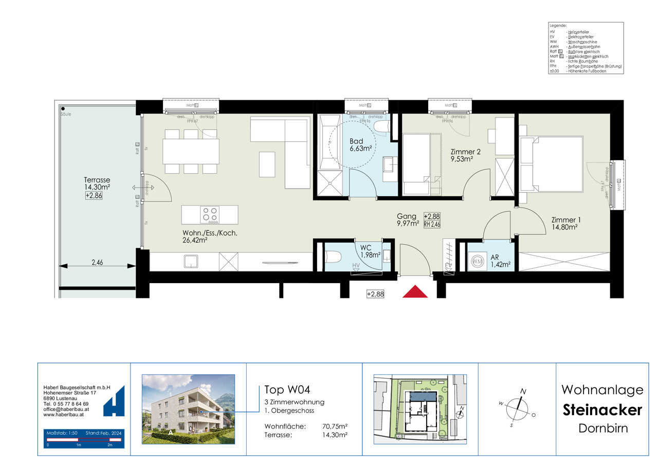 Wohnung zum Kauf 523.000 € 3 Zimmer 70,1 m²<br/>Wohnfläche 1.<br/>Geschoss 01.08.2026<br/>Verfügbarkeit Steinacker Dornbirn 6850