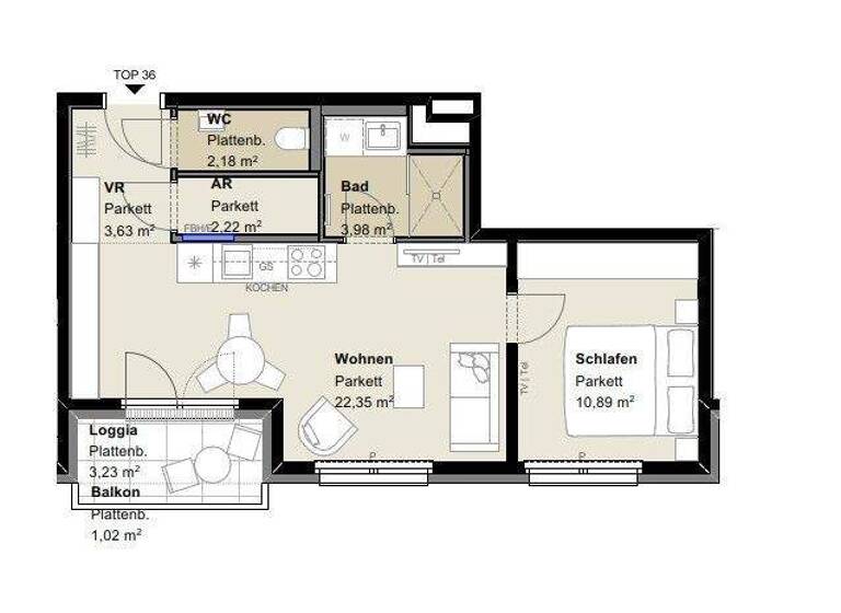 Wohnung zur Miete - Erstbezug 803 € 2 Zimmer 45,3 m² 4. Geschoss frei ab 01.05.2026 Wien 1110