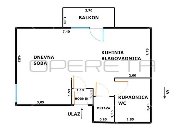 Wohnung zur Miete 600 € 2 Zimmer 34 m² 2. Geschoss Kanal - Sigecica