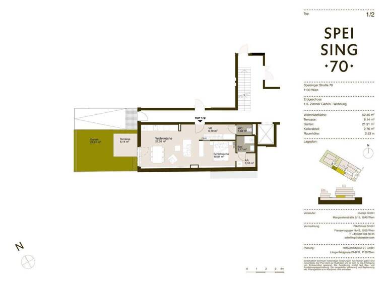 Studio zum Kauf - Erstbezug 364.000 € 1 Zimmer 51,4 m² EG frei ab 01.06.2026 Speisinger Straße Wien 1130