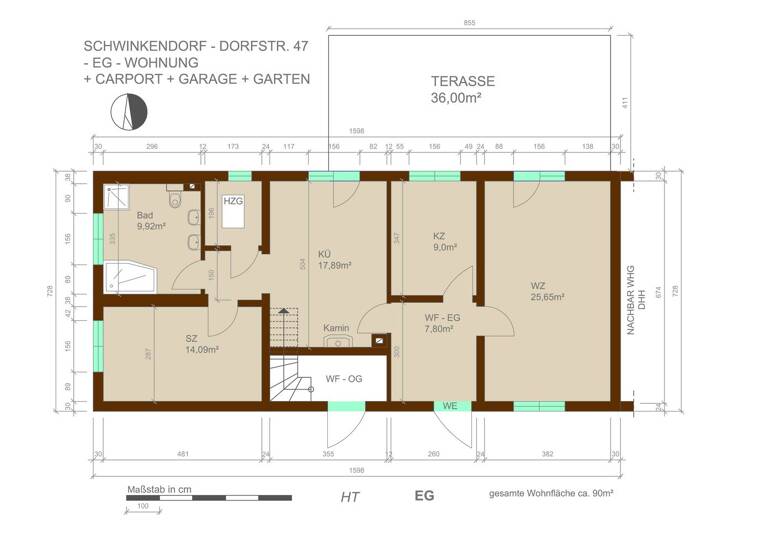 Wohnung zur Miete 780 € 3 Zimmer 103 m² Geschoss EG/2 frei ab sofort Schwinkendorf 47 Schwinkendorf Moltzow 17194