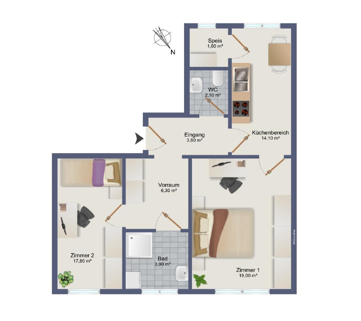 Wohnung zum Kauf 174.900 € 2 Zimmer 70 m²<br/>Wohnfläche Eggenberg Graz 8020