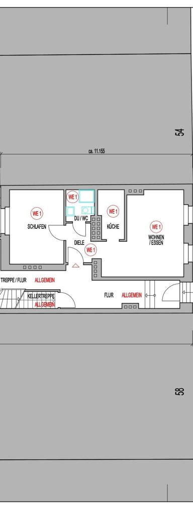 Wohnung zur Miete 500 € 2 Zimmer 44 m² EG Mauerstraße 56 St. Jakob Aachen 52064