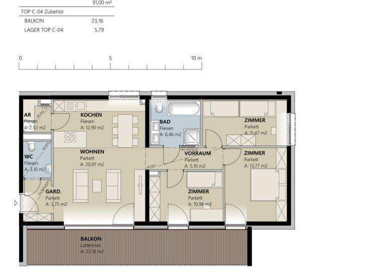 Wohnung zum Kauf - Erstbezug 706.130 € 4 Zimmer 91 m² 8. Geschoss Kappl 6555