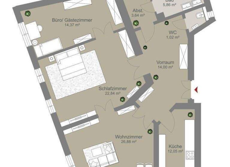 Wohnung zum Kauf 599.000 € 4 Zimmer 100,7 m² 2. Geschoss Wien 1130