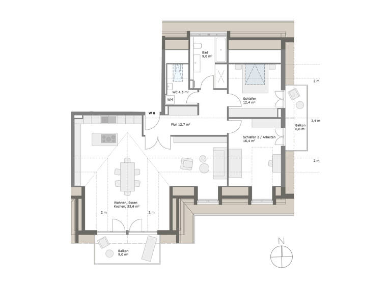 Wohnung zum Kauf - Erstbezug provisionsfrei 998.000 € 3 Zimmer 116,5 m² Gelting Geretsried / Gelting 82538