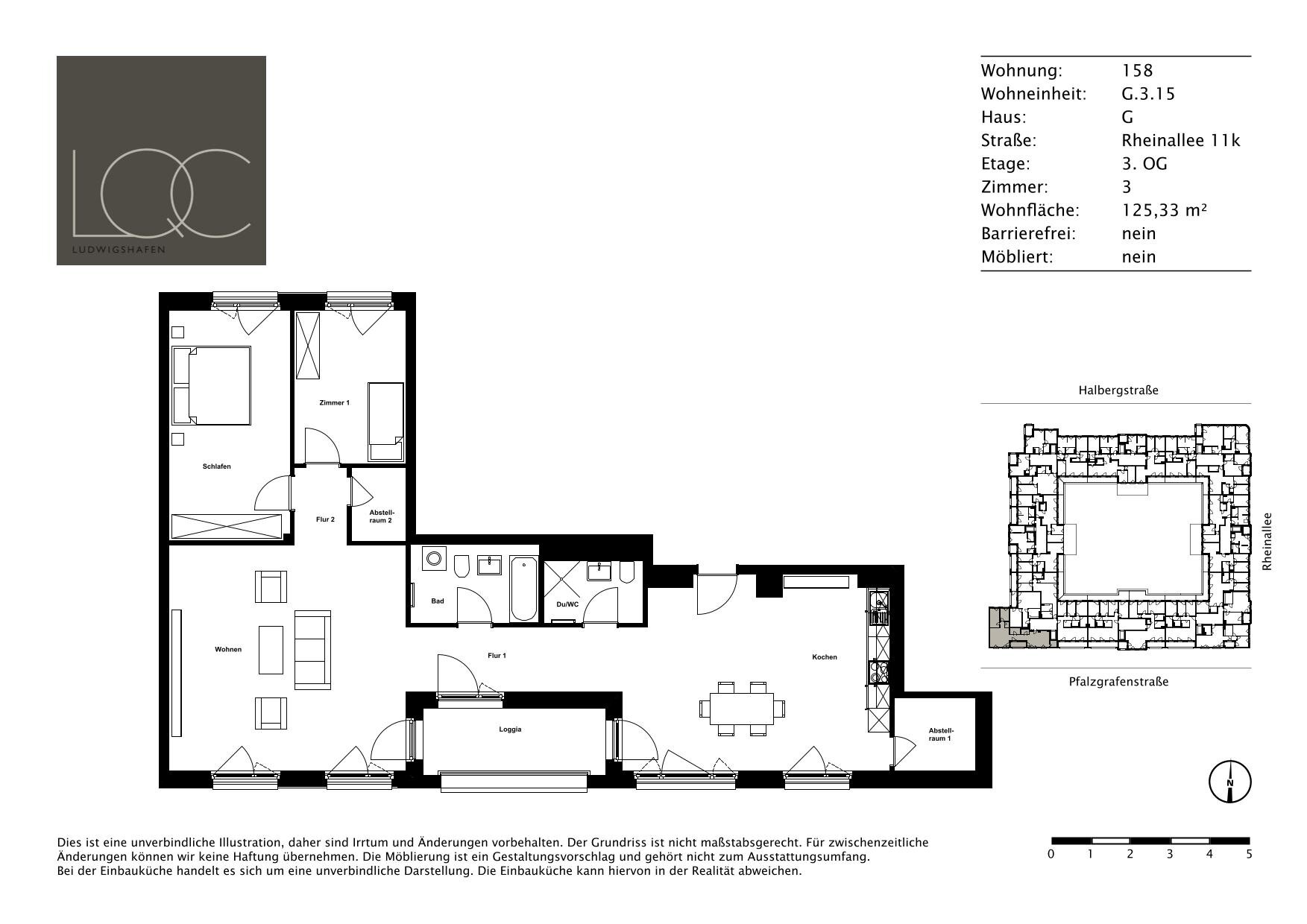 Wohnung zur Miete 1.295 € 3 Zimmer 125,3 m²<br/>Wohnfläche 3.<br/>Geschoss 01.02.2025<br/>Verfügbarkeit Rheinallee 11k Süd / Stadtbezirk 123 Ludwigshafen am Rhein 67061