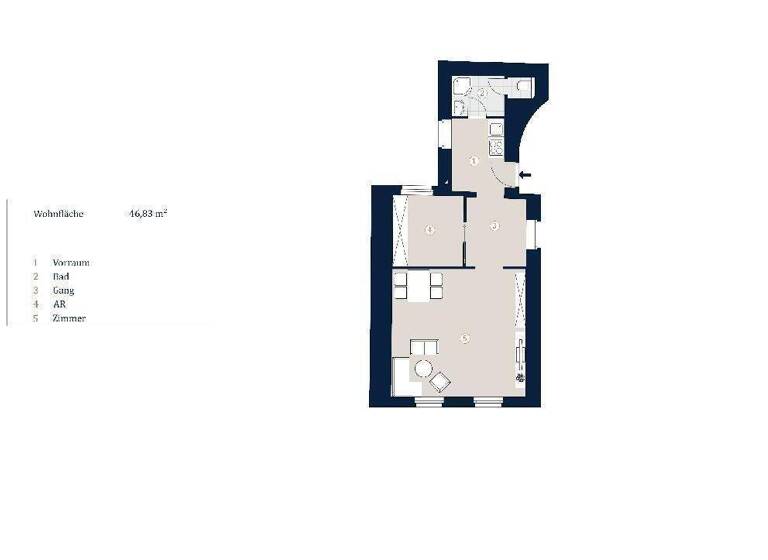 Wohnung zum Kauf 335.000 € 1,5 Zimmer 46,8 m² 4. Geschoss Wien 1070