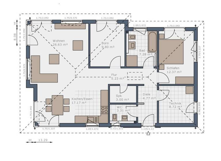 Bungalow zum Kauf provisionsfrei 481.289 € 3 Zimmer 98 m² 626 m² Grundstück Klein Kreutz Brandenburg an der Havel 14776