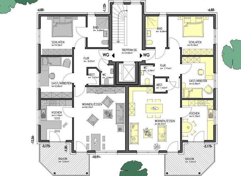 Wohnung zum Kauf 352.000 € 3 Zimmer 93 m² frei ab sofort Hagen 49170