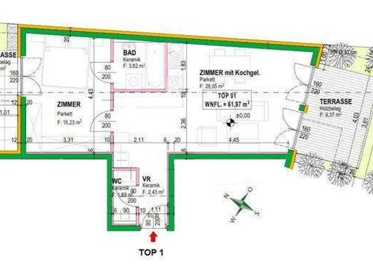 Terrassenwohnung zur Miete 1.299 € 2 Zimmer 51,6 m² EG Wien 1220