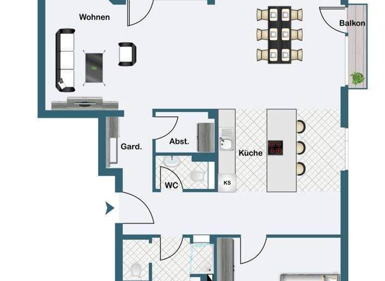 Wohnung zur Miete 2.200 € 2 Zimmer 110 m² 1. Geschoss Nauener Vorstadt Potsdam 14469