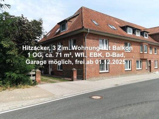 Wohnung zur Miete 580 € 3 Zimmer 71 m² 1. Geschoss frei ab 01.12.2025 Hitzacker 29456