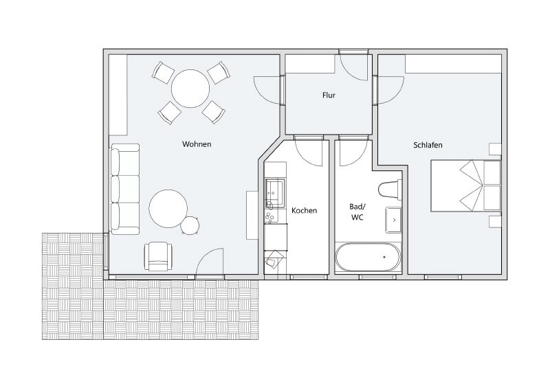 Wohnung zum Kauf 95.000 € 2 Zimmer 69 m²<br/>Wohnfläche Siebleben Gotha 99867