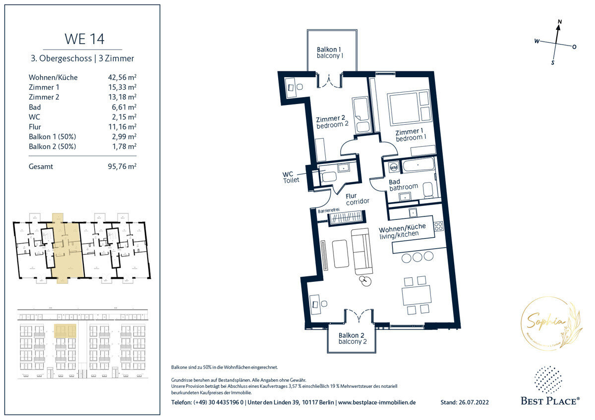 Wohnung zum Kauf 699.000 € 3 Zimmer 95,8 m²<br/>Wohnfläche 3.<br/>Geschoss 01.10.2025<br/>Verfügbarkeit Gesellschaftstraße 31 / 32 Reinickendorf Berlin 13409