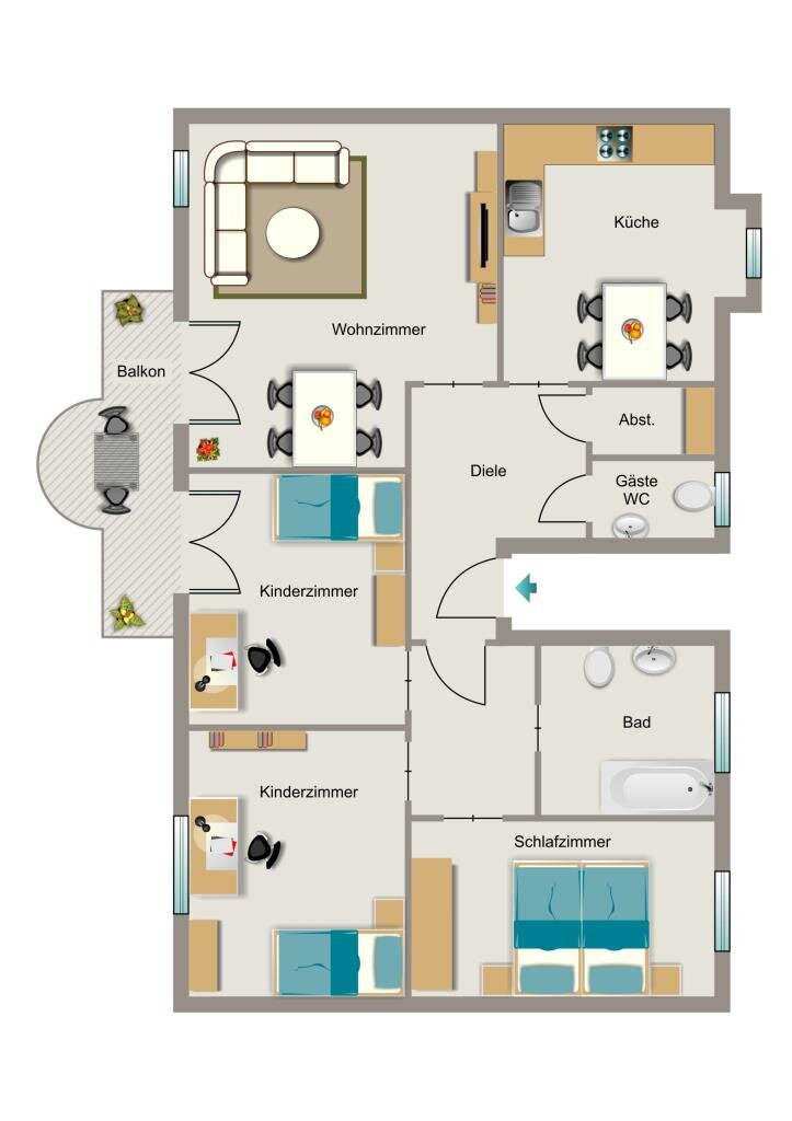 Wohnung zur Miete 827 € 4,5 Zimmer 98,4 m²<br/>Wohnfläche 3.<br/>Geschoss Becklemer Weg 1A Suderwich Recklinghausen 45665