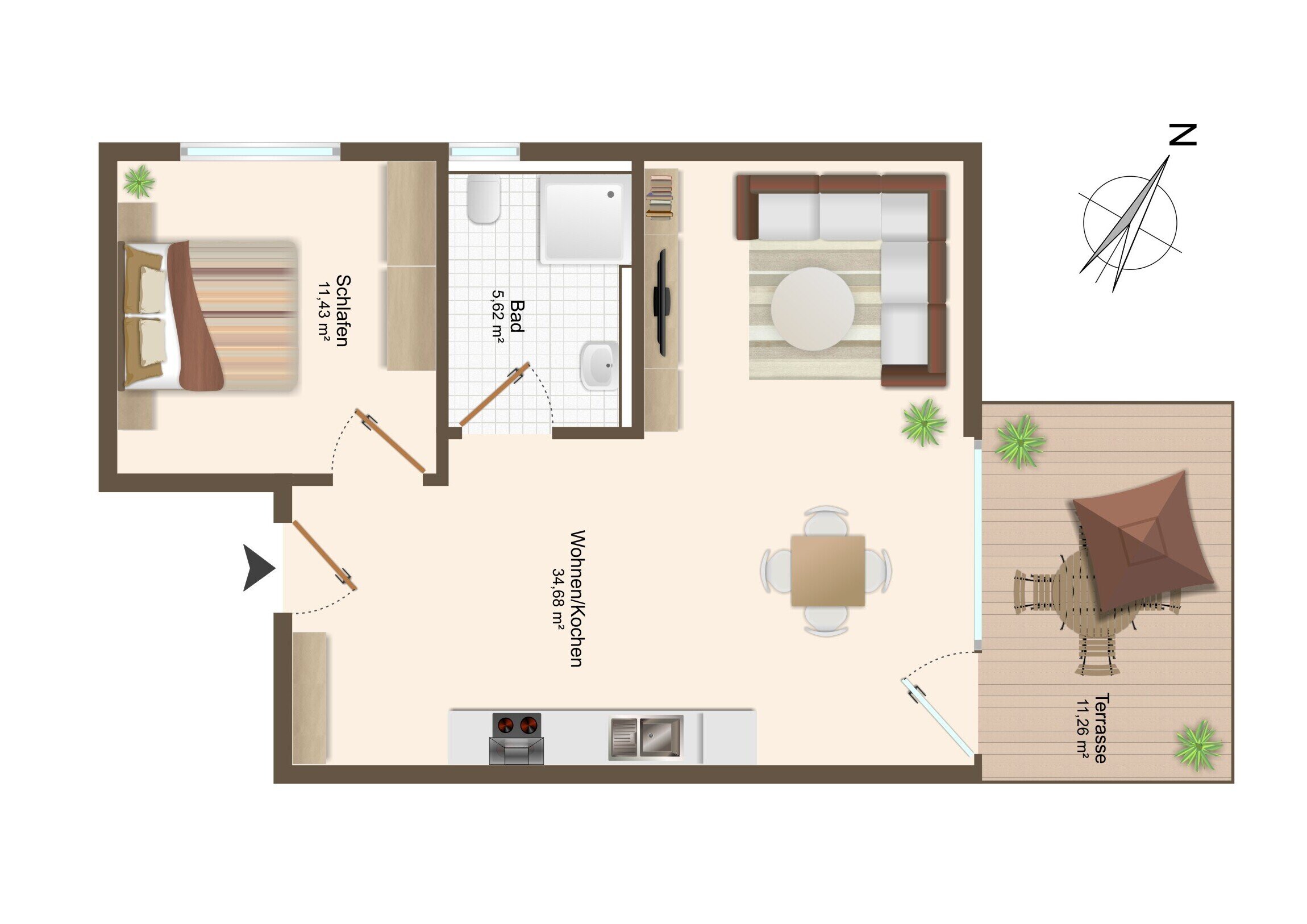 Wohnung zum Kauf 206.500 € 2 Zimmer 57,4 m²<br/>Wohnfläche Altoberndorf Oberndorf am Neckar 78727