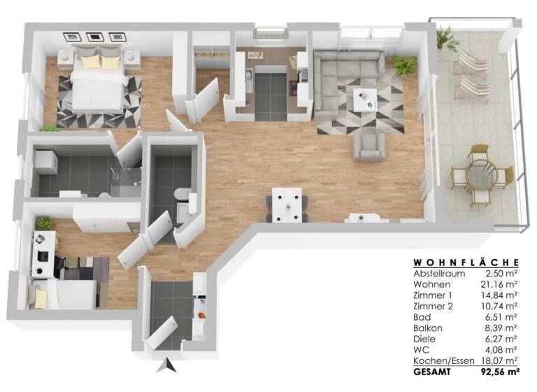 Wohnung zum Kauf 318.000 € 3 Zimmer 92,6 m²<br/>Wohnfläche 1.<br/>Geschoss Hammerstatt - Rammelswiesen Villingen-Schwenningen 78056