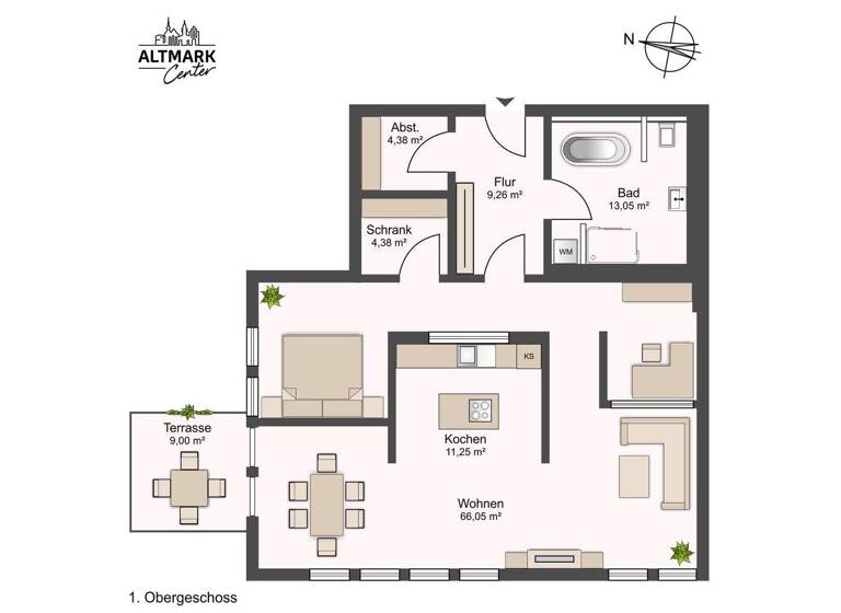Wohnung zur Miete 1.162 € 2 Zimmer 108,4 m² 3. Geschoss Salzwedel 29410