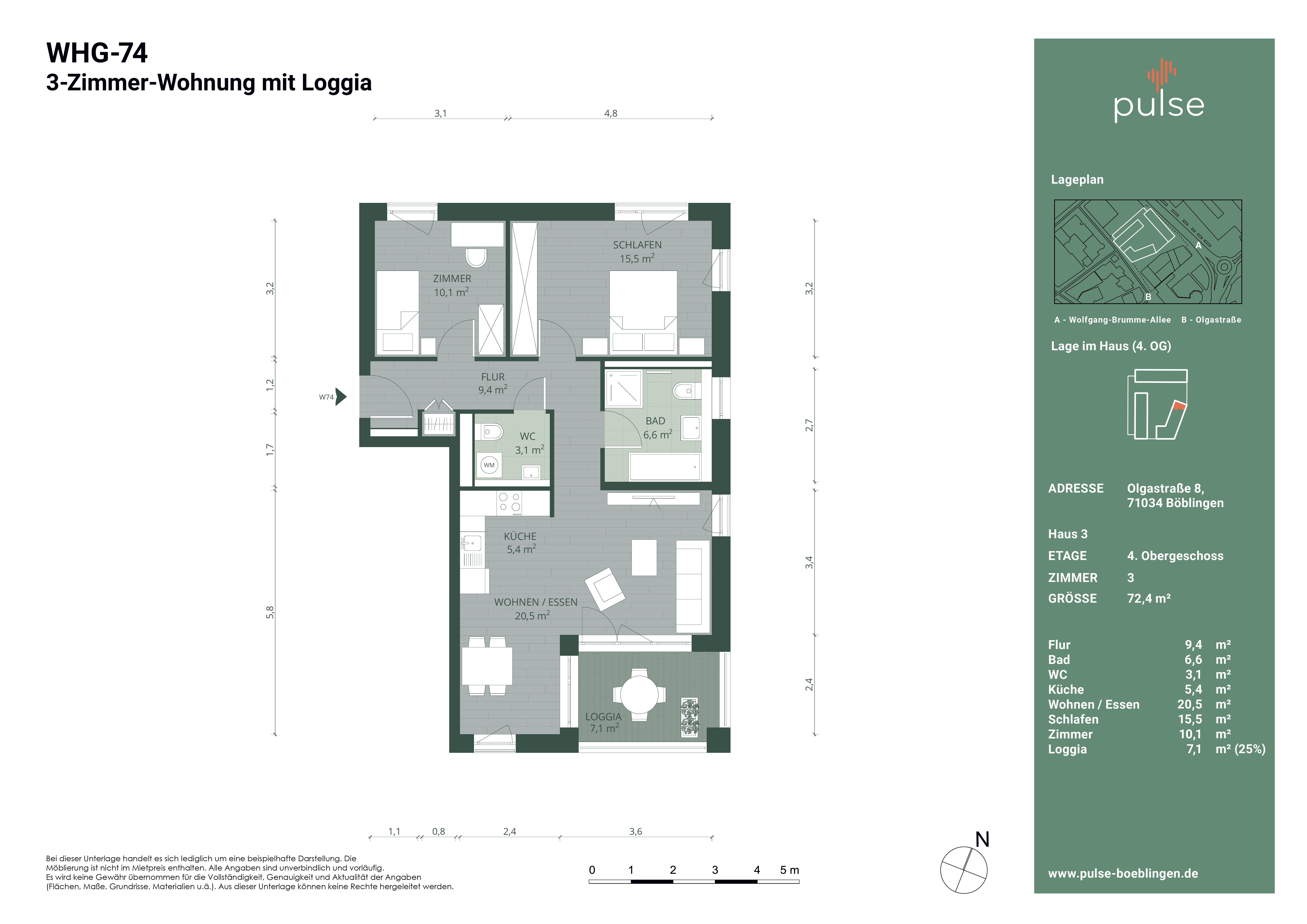 Wohnung zur Miete 1.245 € 3 Zimmer 72,5 m²<br/>Wohnfläche 4.<br/>Geschoss ab sofort<br/>Verfügbarkeit Olgastraße 8 Unterstadt / Galgenberg Böblingen 71034