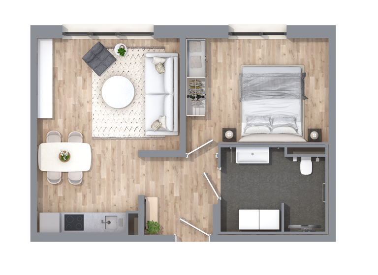 Wohnung zum Kauf 275.500 € 2 Zimmer 48,1 m²<br/>Wohnfläche EG<br/>Geschoss ab sofort<br/>Verfügbarkeit Zeckern Hemhofen 91334