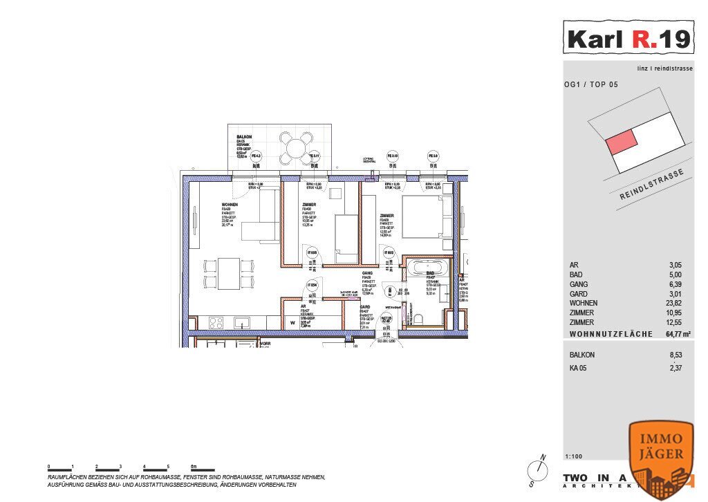 Wohnung zum Kauf 451.000 € 3 Zimmer 64,8 m²<br/>Wohnfläche 1.<br/>Geschoss 01.12.2026<br/>Verfügbarkeit Reindlstraße 19 Urfahr Linz 4040