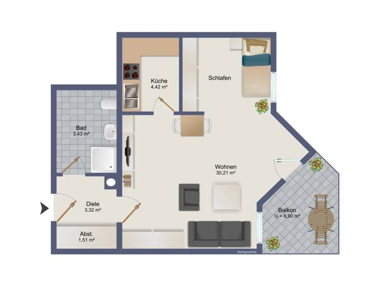 Studio zum Kauf 114.900 € 1 Zimmer 44,8 m² 2. Geschoss Cortendorf Coburg / Cortendorf 96450