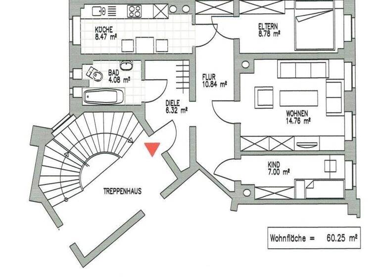 Wohnung zur Miete 645 € 3 Zimmer 60,3 m² 3. Geschoss Zweinaundorfer Straße 65 Anger-Crottendorf Leipzig 04318