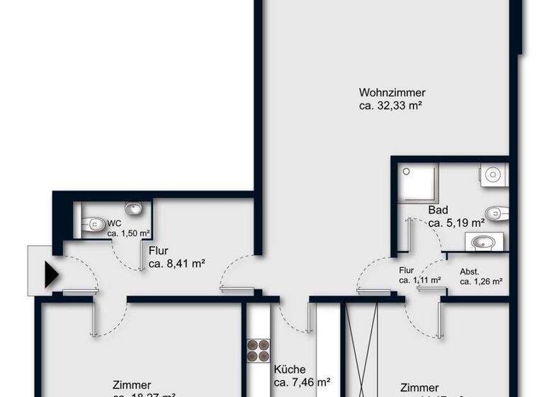 Wohnung zum Kauf 220.000 € 3 Zimmer 101 m² St. Magnus Bremen 28759