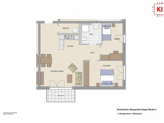 Wohnung zum Kauf provisionsfrei 392.000 € 3 Zimmer 74,9 m² 1. Geschoss Musikerviertel und amerik. Siedlung Schweinfurt 97424