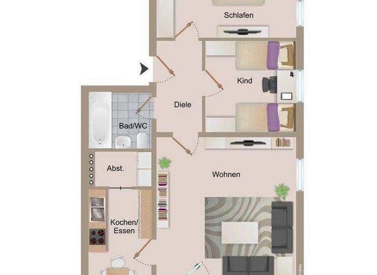 Wohnung zur Miete 670 € 3 Zimmer 74,8 m² EG frei ab sofort Glaserweg 10 Bubenbach 79871