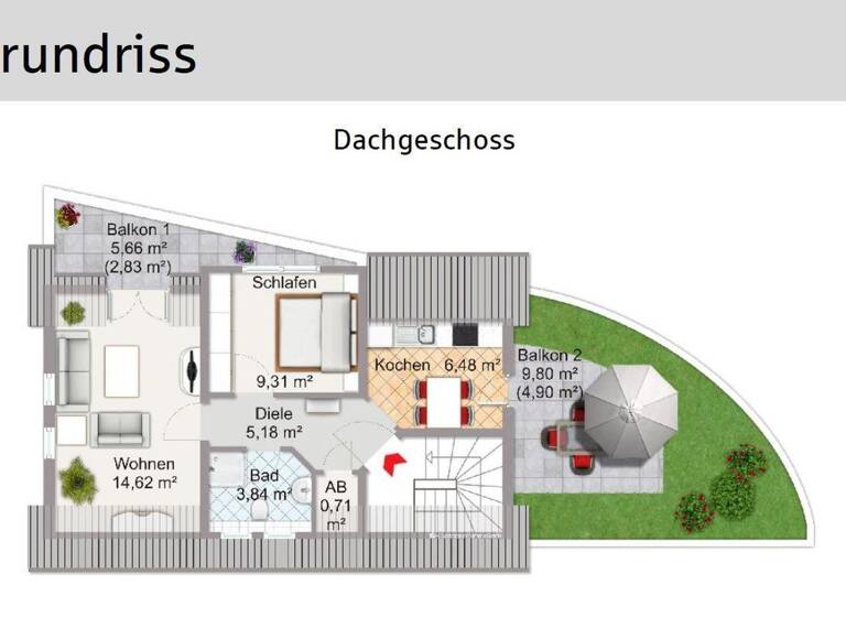 Wohnung zur Miete 580 € 2 Zimmer 48 m² 2. Geschoss Bad Münster-Ebernburg Bad Münster am Stein-Ebernburg 55583