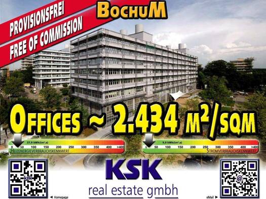 Büro zur Miete provisionsfrei 2.434 m² Bürofläche Wiemelhausen Bochum 44799
