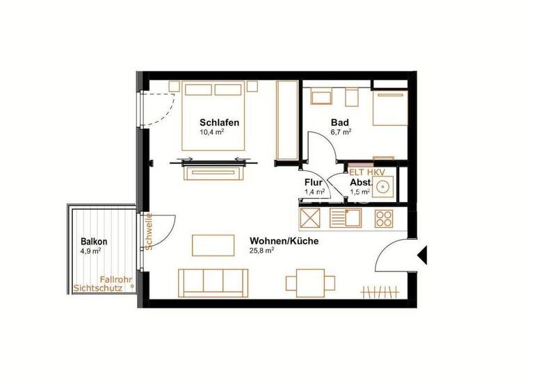 Wohnung zur Miete - Erstbezug 1.349 € 2 Zimmer 48,3 m² 6. Geschoss Köhnestraße 5 Rothenburgsort Hamburg 20539