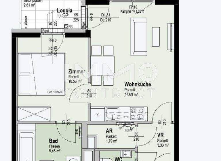 Wohnung zum Kauf - Erstbezug 308.300 € 2 Zimmer 41,8 m² 4. Geschoss Wien 1210
