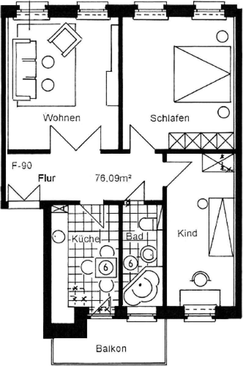 Wohnung zur Miete 1.150 € 3 Zimmer 76,4 m²<br/>Wohnfläche 1.<br/>Geschoss Kunadstraße 5 Eutritzsch Leipzig 04129