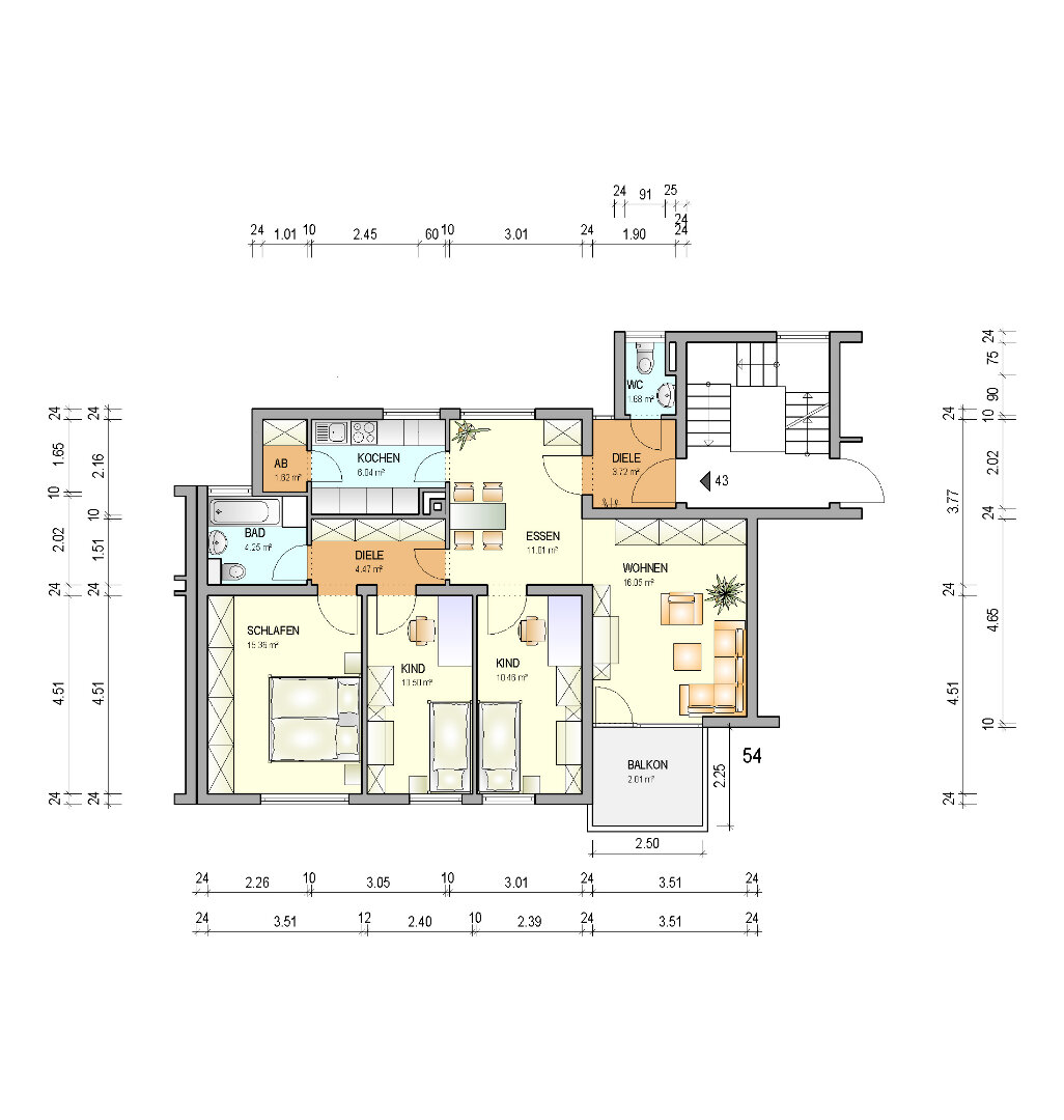 Wohnung zur Miete 636 € 4 Zimmer 88 m²<br/>Wohnfläche 2.<br/>Geschoss 01.05.2025<br/>Verfügbarkeit Schneppendahler Weg 54 Hasenberg Remscheid 42897