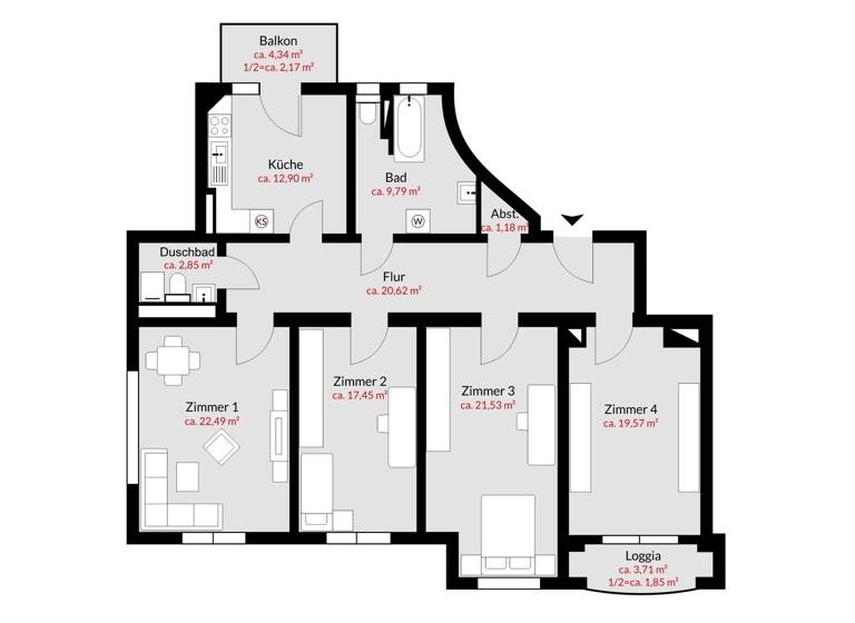 Wohnung zum Kauf provisionsfrei 1.980.000 € 4 Zimmer 132,4 m² 1. Geschoss Au-Haidhausen München 81541