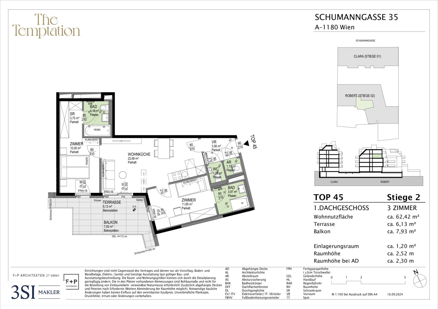 Wohnung zum Kauf 567.600 € 3 Zimmer 62,4 m²<br/>Wohnfläche 4.<br/>Geschoss Schumanngasse 35 Wien 1180