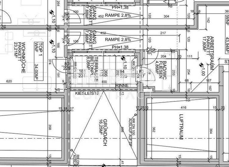Büro zur Miete 11,60 € 2 Zimmer 43,9 m² Bürofläche Wien 1210