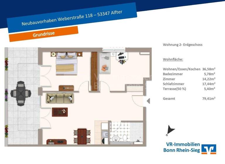 Wohnung zum Kauf - Erstbezug provisionsfrei 386.000 € 3 Zimmer 79,4 m² Weberstraße 118 Alfter 53347