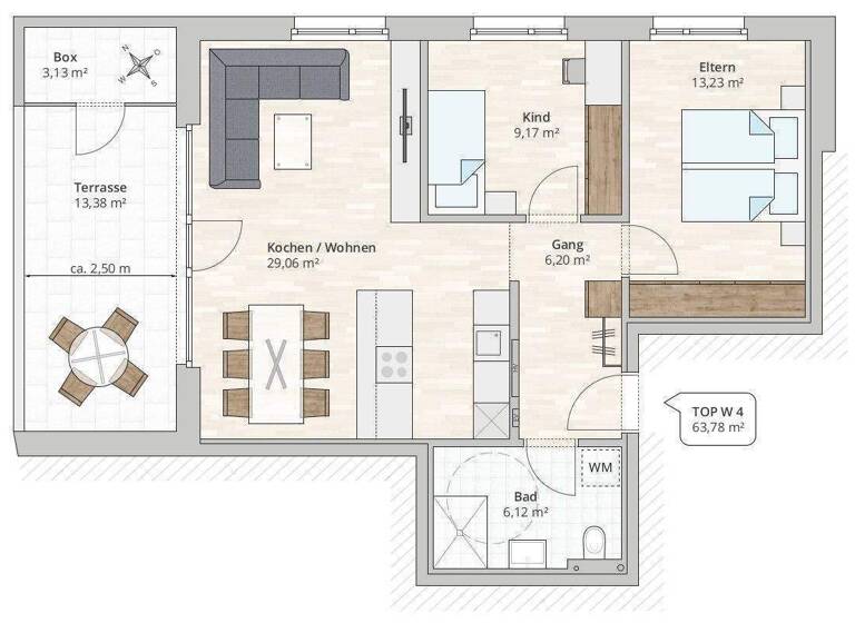 Terrassenwohnung zum Kauf - Erstbezug provisionsfrei 429.000 € 3 Zimmer 63,8 m² 1. Geschoss Wollgrasweg 4 Rankweil 6830