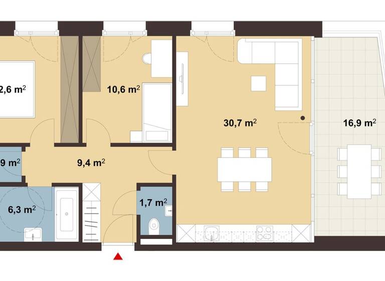 Terrassenwohnung zum Kauf - Erstbezug 522.000 € 3 Zimmer 73,2 m² 1. Geschoss Sebastianstraße 1 Feldkirch 6800