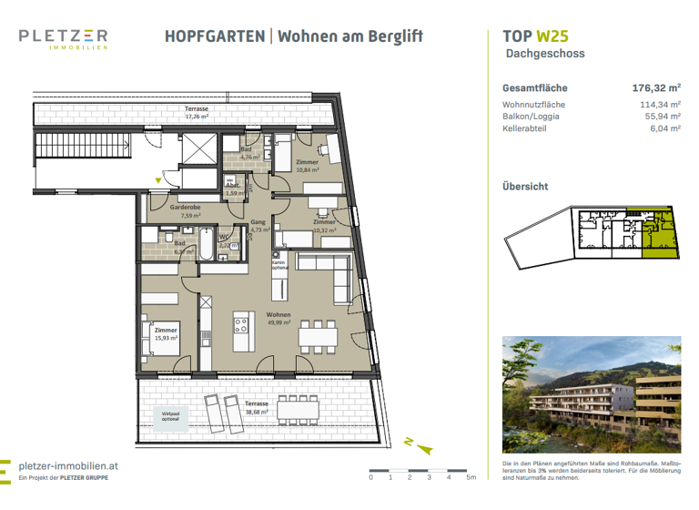 Wohnung zum Kauf - Erstbezug provisionsfrei 4 Zimmer 114,3 m² 3. Geschoss Hopfgarten im Brixental 6361