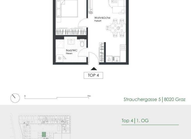 Wohnung zur Miete 500 € 2 Zimmer 42,1 m² 1. Geschoss Strauchergasse 5 Lend Graz 8020